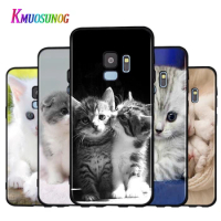 Cute kawaii kitten Cat For Samsung Galaxy A9 A8 A7 A6 A6S A8S Plus A5 A3 Star 2018 2017 2016 Black Phone Case Silicone Cover