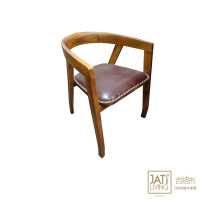 【吉迪市柚木家具】柚木全牛皮造型休閒椅 RPCH018SL(餐椅 椅子 木椅 餐廳 簡約 皮革 真皮)
