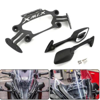 2 Set Motorcycle Front Stand Holder Smartphone Mobile Phone bracket GPS Plate Mirror Bracket For Yamaha XMAX X-MAX 250 300 2017