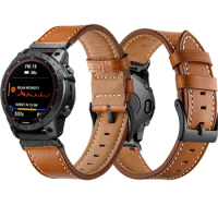 Leather Watch Band For Garmin Fenix 7X 6X Pro 5X Plus/Enduro/Descent Mk2 Mk2i 26mm QuickFit Smart Wtach Strap Bracelet correa