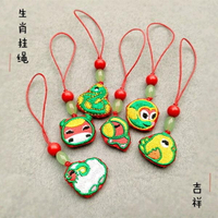 鑰匙扣 國風創意手工十二生肖平安福刺繡暖心禮物送男友學生個性掛件