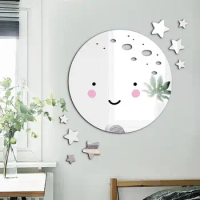 1 Set Cartoon Animal/Cloud Shape Mirror Wall Stickers Acrylic Art Window Decal Decoration for Children Room Mirror-Sticker