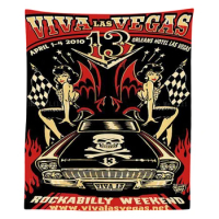 Our Lady Of Monsters The Cemetery Tramp Hot Rods Pin Up Girl Vintage Cars Tapestry By Ho Me Lili For Livingroom Decor