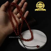 Kalung Tasbih Kecil Keren Batu Agate Merah Siam Delima Akik Natural Kristal 99 Butir Untuk Pria Wani