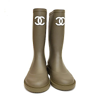 CHANEL  雙C LOGO中高筒雨靴(橄欖綠)