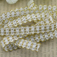 20M Wave Lace Trim Ribbon White Centipede Gold Thread Braided Curve Lace DIY Craft Sewing Accessories Wedding Decoration Fabric