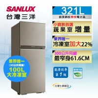 【SANLUX 台灣三洋】321公升1級能效變頻雙門冰箱(SR-C321BV1B)
