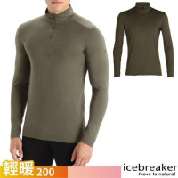【Icebreaker】男 Oasis 100％ 美麗諾羊毛 素色半開襟長袖上衣/IB104367-069 橄欖綠