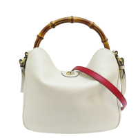 GUCCI 古馳【再降價】米白色 牛皮 Diana 竹節包 兩用包 746124 【二手名牌BRAND OFF】