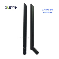 New 2.4G 5.8G dual band 7dB omni black rubber antenna folding SMA male connector 5.8g router antenna wifi