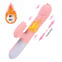Dildo Vibrator Wand Sex Toys for Women G Spot Clitoris Stimulator Heatable Telescopic Vibrator Dual Tongue Vibrator