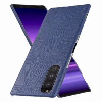 For Sony Xperia 5 Case Luxury Crocodiel Texture PU Leather Back Hard Plastic Case Cover For Sony Xperia 5 J8210 J8270 J9210
