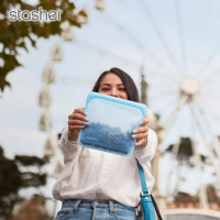 美國Stasher 彩虹系列白金矽膠密封袋-方形藍(食物袋/保鮮袋/收納袋)