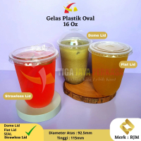 Gelas Oval 16oz Cup Oval U 16 Oz Gelas Plastik Tebal 8grm Gemuk 50Pcs