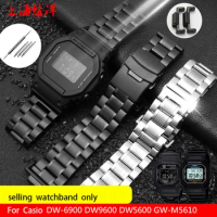 Modified metal steel chain for CASIO small square men's watch belt for G-Shock dw5600/5610/6900 solid fine steel strap wristband