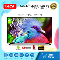 Ace 43 led 909 slim frameless flat screen LED Smart TV YouTube evision slim WiFi screen mirroring cast