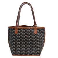 【GOYARD 高雅德】經典防水帆布LOGO雙面肩背托特包(小-棕ANJOUSMNCG03TY01P-BRO)