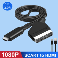 Scart to HDMI Converter 1080P Video Audio Adapter SCART Input to HDMI Output for HDTV Sky Box STB Plug for HD TV DVD