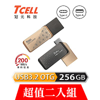 [超值兩入]TCELL冠元 Type-C USB3.2 256GB 雙介面OTG大正浪漫隨身碟