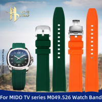 Curved Waterproof Silicone Watch Strap For Mido New Multifort TV Series M049.526 Rubber Watch Band 22mm Men's Soft Bracelet