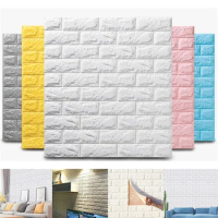 3MM 10/20PCS Self-adhesive 3D Brick Wallpaper PE Foam Wall Panels Stickers Waterproof Wallpaper Home Decoration