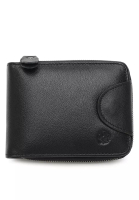 Wild Channel Men's Genuine Leather RFID Blocking Bi Fold Zipper Wallet