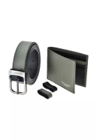 Charles Berkeley Tumbled Leather Bifold Wallet &amp; Pearl Gun Buckle Leather Belt Combo Gift Set