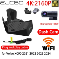 ZJCGO 4K Car DVR Dash Cam Wifi Front Rear Camera 24h Monitor for Volvo XC90 2021 2022 2023 2024