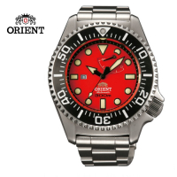 ORIENT 東方錶 GAS- DIVING系列 300m專業潛水機械錶 鋼帶款 紅色 SEL02003H- 45.7mm