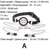 Mouth Ball Gag With Nipple Clamp Iron Chain BDSM Bondage Restraints Flirting Sex Toys O-Ring Oral Gags With Nipple Clips Fetish