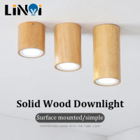 Surface Mounted Dimmable LED Downlights Nordic Wood Modern Led Ceiling Lamp Spot Lights AC90-260V Indoor Light