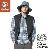 【Wildland 荒野 男 彈性針織格紋保暖襯衫《深藍》】0A82206/休閒服/格紋衫/運動衣/薄外套