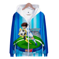 Hoodies Anime Captain Tsubasa 3D Print Zipper Sweatshirts Boys Girls Sweatshirts kids Fashion Long Sleeve Oversized Hoodie Coat