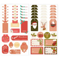 10 Sheets Christmas Gift Labels Cartoon Santa Elk Xmas DIY Present Box Greeting Card Envelope Gift Christmas Gift Tag