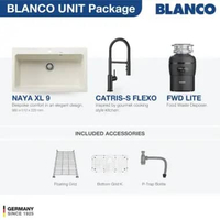 Kitchen Sink Bak Cuci Piring Granit 1 Lubang BLANCO Silgranit NAYA XL 9 Paket BLANCO UNIT dengan Ker