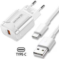 18w Quick Charger 3.0 USB Charger Type C Cable For OPPO A93 A83 A73 A53 A32 A72 A91 A92S Realme F17 7 6 5 Pro USB C Fast Charger