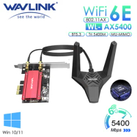 Wavlink 5400Mbps Intel WiFi Adapter 6E AX210 PCIe Bluetooth 5.3 2.4G/5G/6Ghz 802.11AX PCI Express Ne