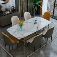 Nordic luxury marble dining table rock plate dining table and chair combination modern simple