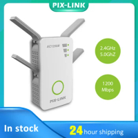 PIXLINK 1200Mbps Router WiFi Network Extender Wifi Repeater Signal Booster Wireless Dual Band 2.4/5GHz Plug Support WISP Mode
