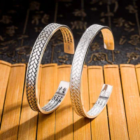 Todorova Vintage Silver Color Weave Bangle Bracelet For Women Men Open Cuff Bangle Party Jewelry Gifts