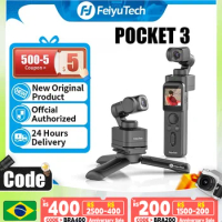FeiyuTech Pocket 3 Action Camera 3-Axis 4K Video Camcorder Handheld Gimbal Integrated Camera, 130° View, Magnetic Body, 4xZoom
