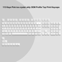 113 Key White Jelly Top Print Ice Crystal Keycap Translucent OEM Profile Key cap for Cherry MX 61 68 104 Mechanical Keyboard