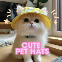 Cute Pet Bucket Hat for Pet Cats Dogs Travel Cap Hat Cute Hat For Cat & Dog