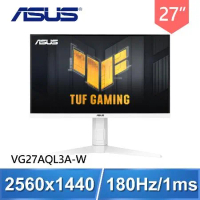 ASUS 華碩 TUF Gaming VG27AQL3A-W 27型 2K 180Hz Fast IPS 電競螢幕《白》