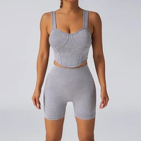 Cecilia Sport Set Sport Bra + Legging Booty Crunch / Setelan Sport Bra + Celana Legging Pendek Yoga 