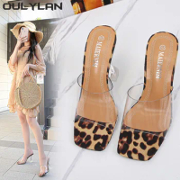 Oulylan High Heels Women Transparent Heel Slippers Fashion Lady Shoes Sexy Slippers 2024 New PVC Jelly Slippers Open Toed