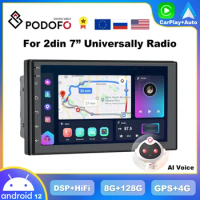 Podofo AI Voice 2din Android Car Radio Multimedia Video Player Autoradio 2 Din CarPlay Stereo GPS Maps For VW Nissan Toyota