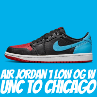 【NIKE 耐吉】休閒鞋 Air Jordan 1 Low OG W UNC to Chicago 黑藍紅 女鞋 男女段 CZ0775-046