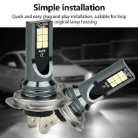 Set 2 unit lampu depan LED kereta H7 110W dengan lampu kabus, HID 6000K, sistem Canbus tanpa ralat.