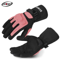 SUOMY Winter Winter Long Style Motorcycle Riding Gloves Anti-drop Motorcycle Rider Waterproof Autumn Warm Gloves Grey Pink Brown